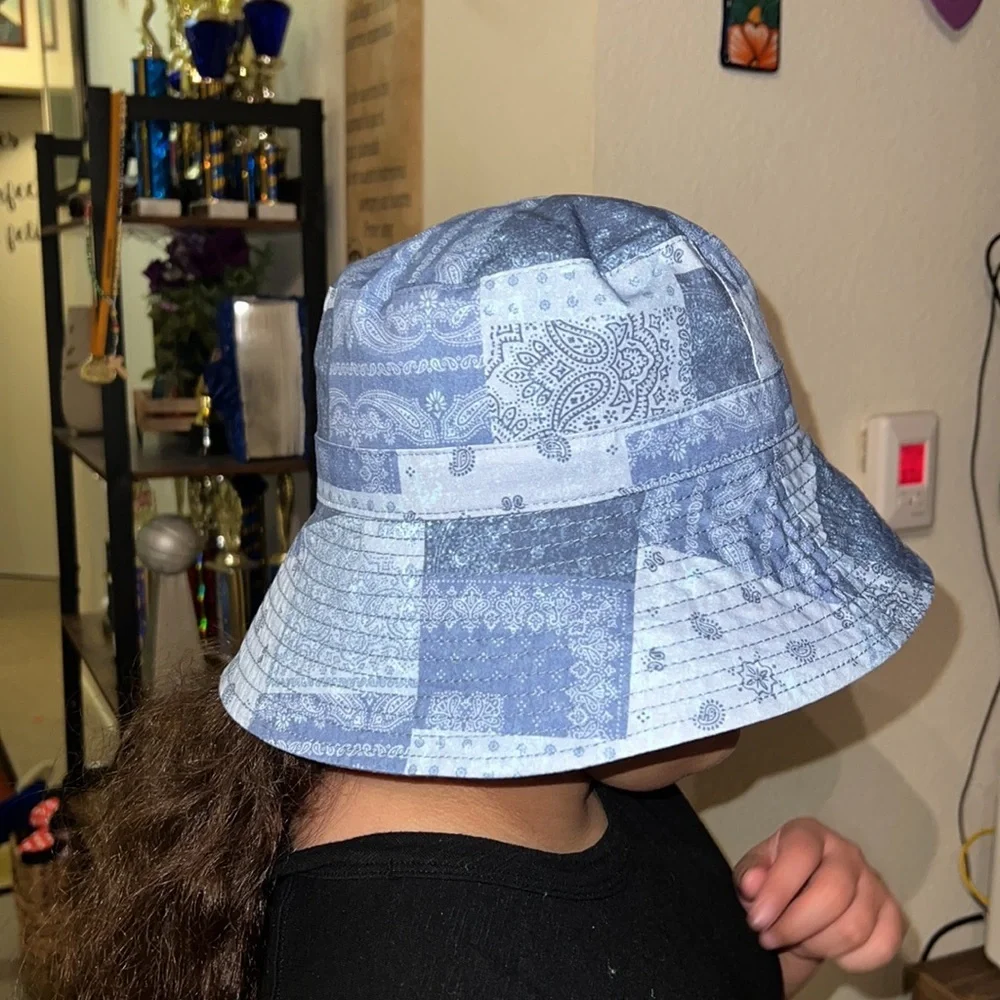 New Kids' Patchwork‎ Bandana Bucket Hat - art class Blue
